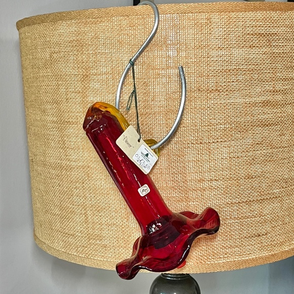 NWT Vintage Hummingbird Flower Feeder Art Glass Mexico - Stopper, hanger, Tags - Picture 2 of 8